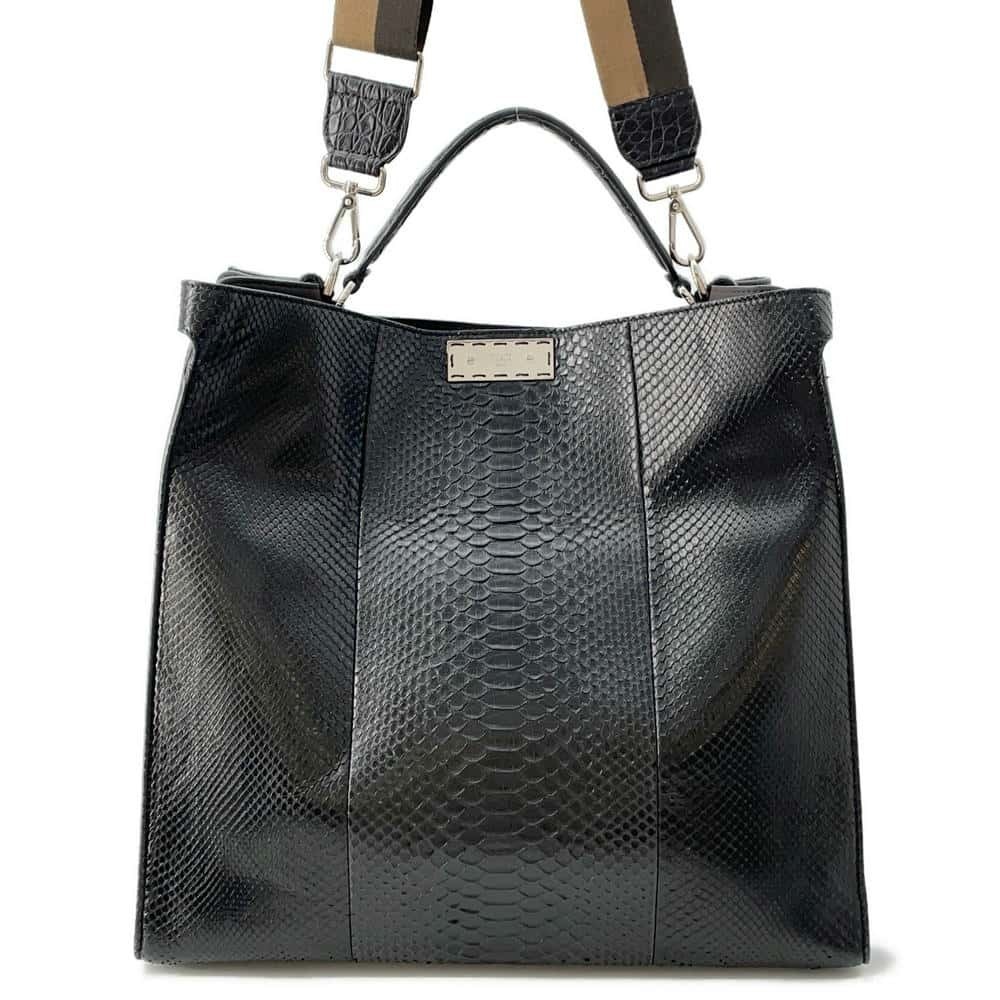 Fendi Peekaboo X Lite Python Tote Bag Black